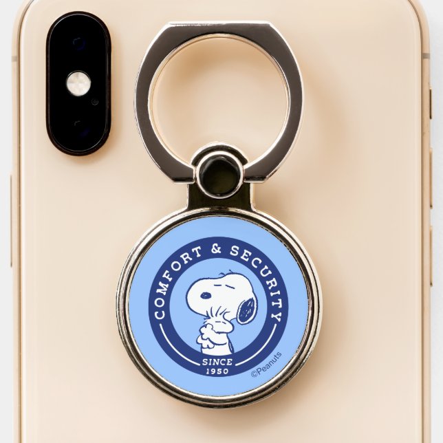 Comfort & Security | Snoopy & Woodstock Hug Phone Ring Stand (Close Up)