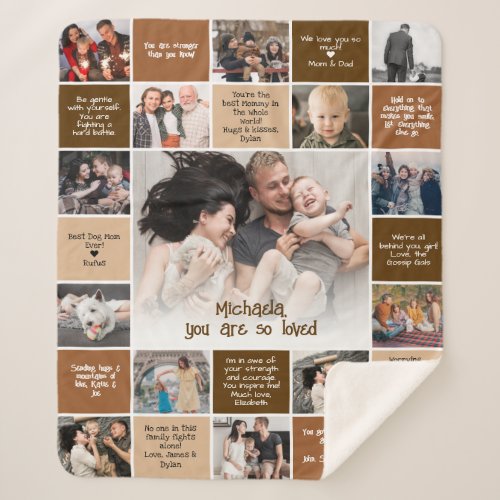 Comfort  Support Photo Collage  Custom Messages Sherpa Blanket
