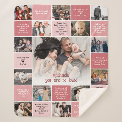 Comfort  Support Photo Collage  Custom Messages Sherpa Blanket