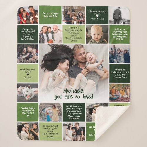 Comfort  Support Photo Collage  Custom Messages Sherpa Blanket