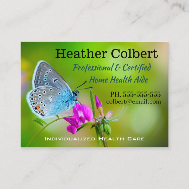 Comfort Wings Caregiver  Business Card (Front)