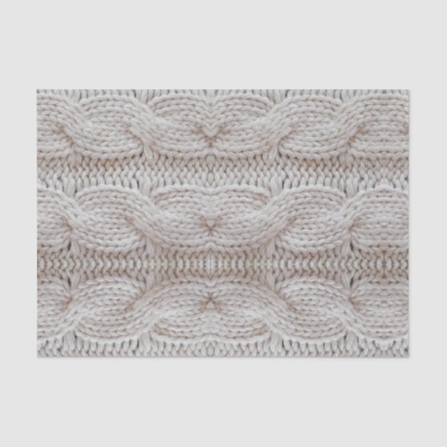 Comfortable Sweater Print Silver and White Tissue Paper (Front)