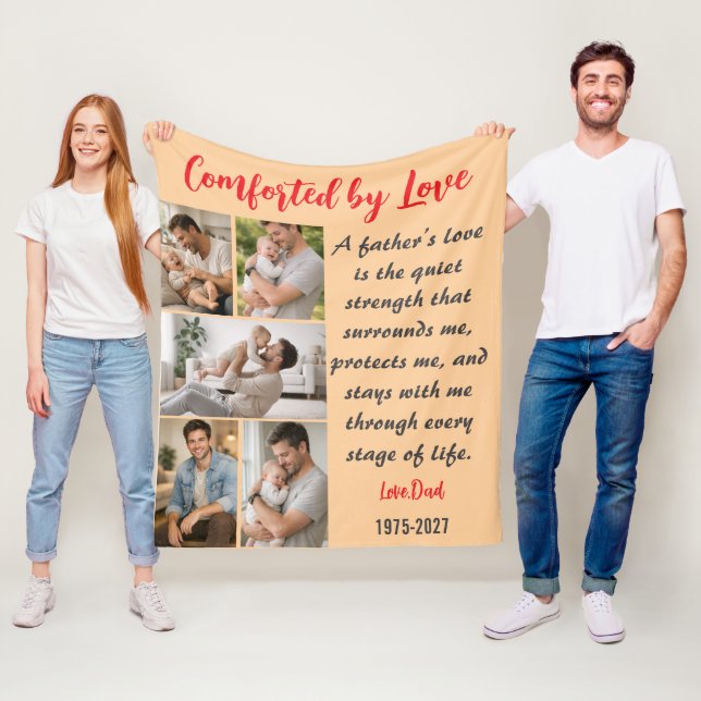 Comforted by Love Personalized 5 Photo Custom  Fleece Blanket (In Situ)