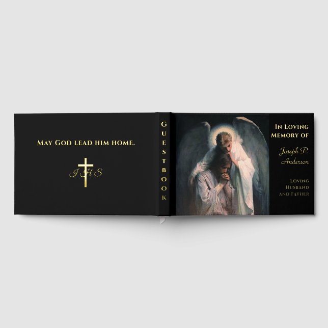 Comforting Catholic Funeral Foil Guest Book (Full)