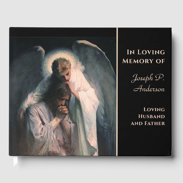 Comforting Catholic Funeral Guest Book (Front)