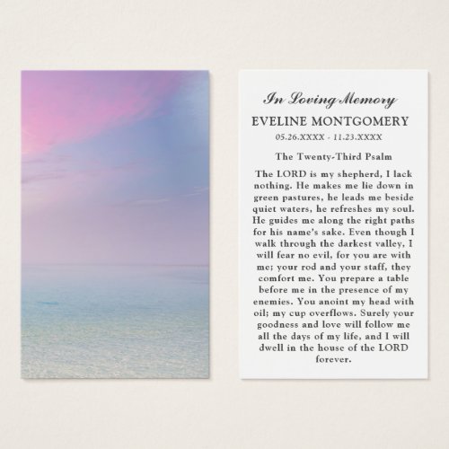 Comforting Ocean Sky Funeral Prayer Card