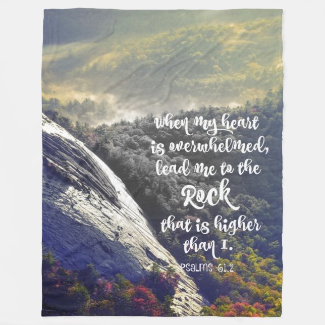 Comforting Psalms Scripture: Lead me to the Rock Fleece Blanket (Front)