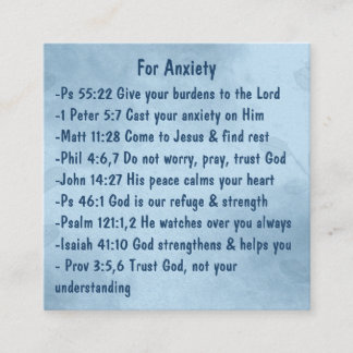 Comforting  Scriptures for Anxiety Stress Worry Square Business Card