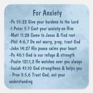 Comforting  Scriptures for Anxiety Stress Worry Square Sticker