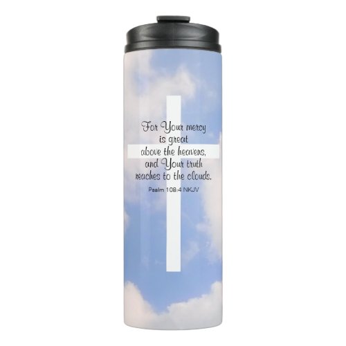 Comforting Sky Blue Bible Verse White Cross Thermal Tumbler