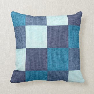Comfty Blue Checkered Throw Pillow