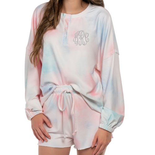 Comfy and Adorable Monogram Tie_Dye Pajama Set