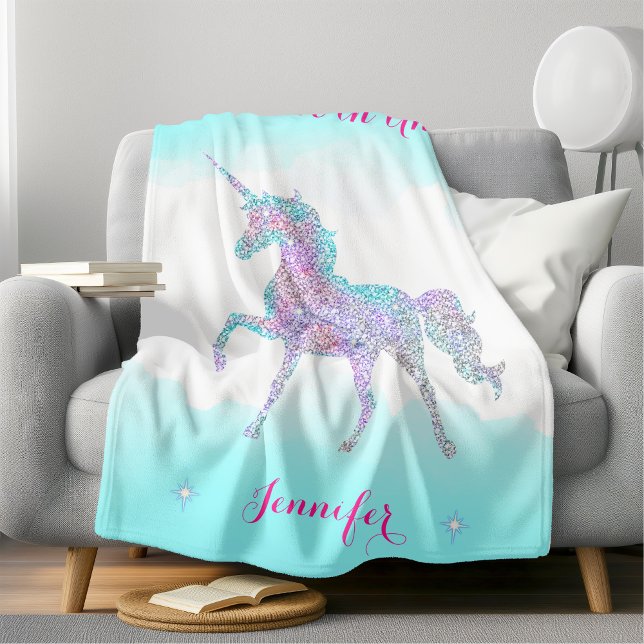 Comfy and Plush Sparkly Unicorn Fleece Blanket (Creator Uploaded)
