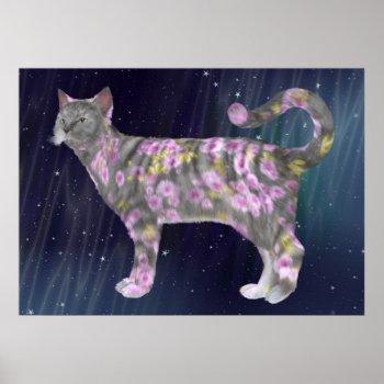 Comfy Coco Grey Cat Poster by TheWhimsicalPost at Zazzle
