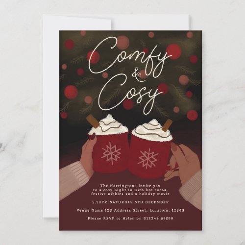 Comfy  Cosy Hot Cocoa Holiday Party invite