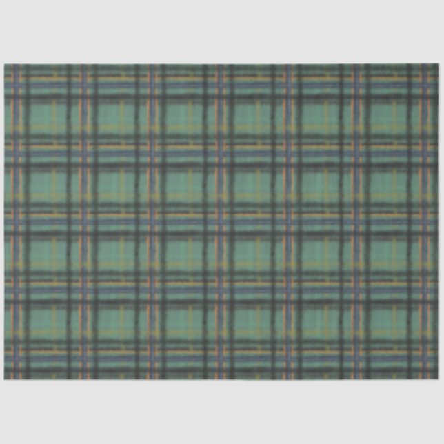 Comfy Cozy Country Style Sage Plaid Charming Tissue Paper (Front)
