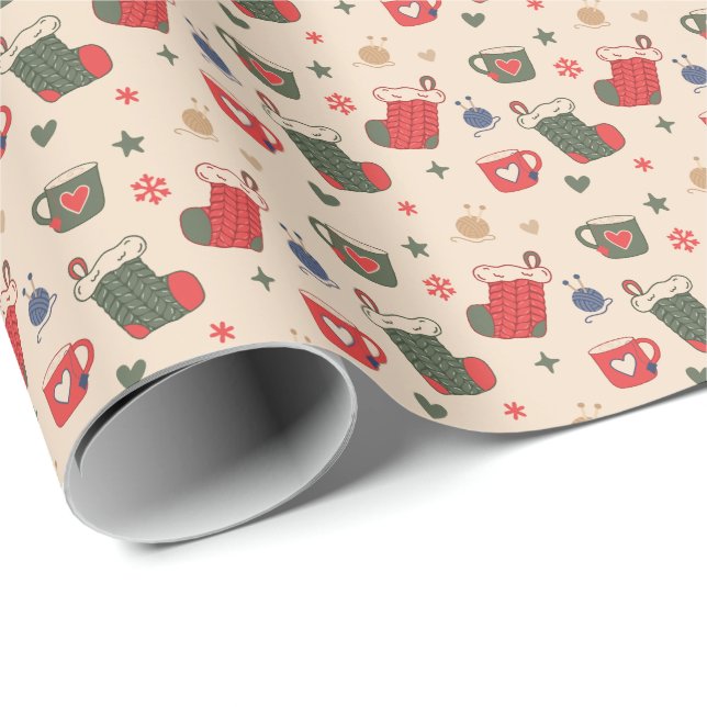 Comfy Cozy Winter Holiday Wrapping Paper - Classic (Roll Corner)