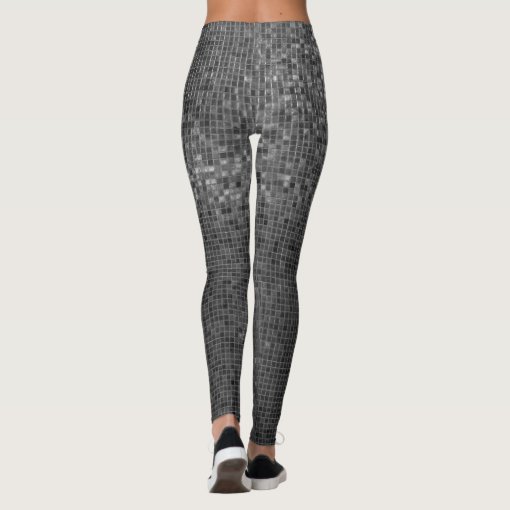 Comfy Hipster Leggings Disco Ball Silver Zazzle