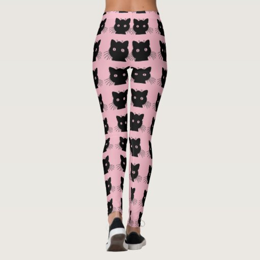 Comfy Hipster Leggings Pink Kitty Zazzle