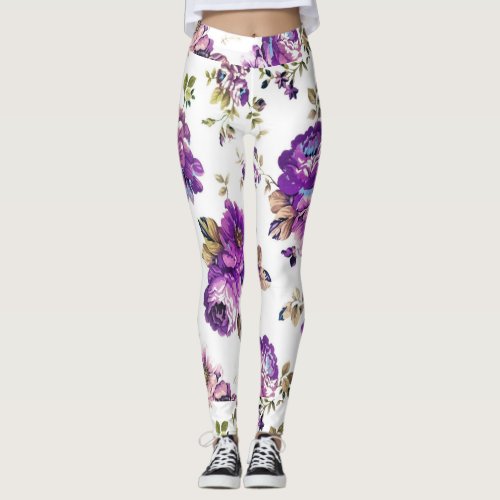 Comfy Hipster Leggings  Purple Vintage