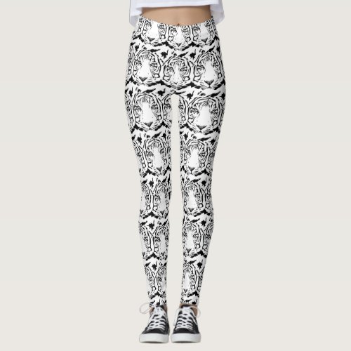 Comfy Hipster Leggings White Tiger