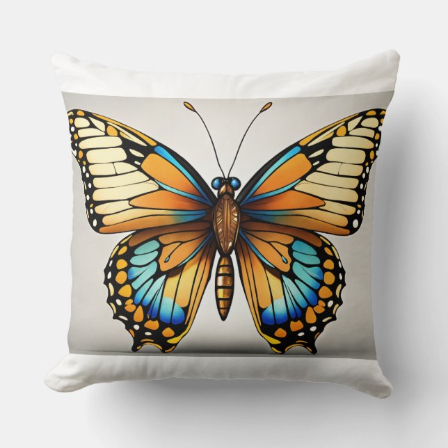 Comfy soft pillow with butterfly design (Front)