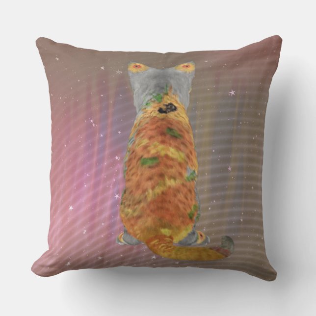 Comfy Sunflower Kitten Back Throw Pillow (Front)