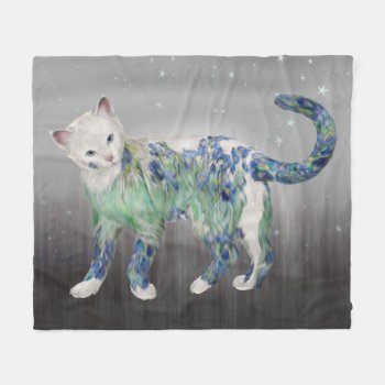Comfy White Lillie Cat Fleece Blanket by TheWhimsicalPost at Zazzle