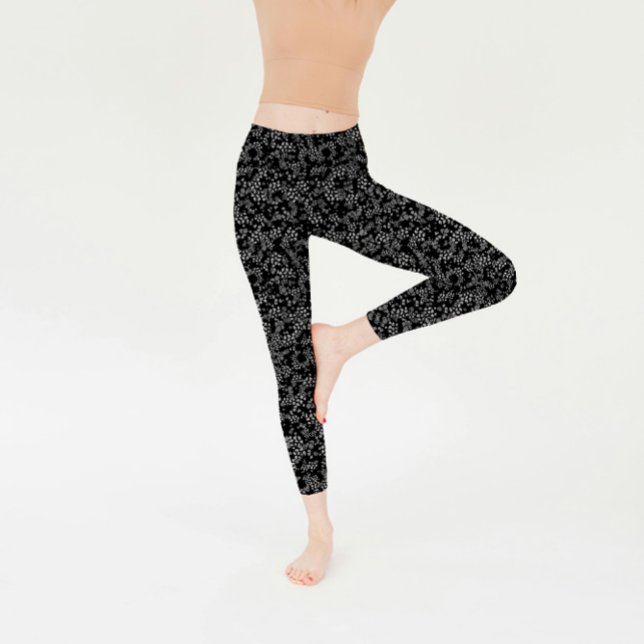 Comfy Yoga black flowers  Leggings (Creator Uploaded)