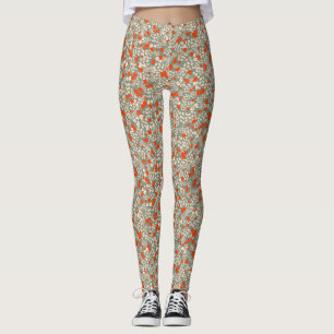 Comfy Yoga red and green flowers  Leggings