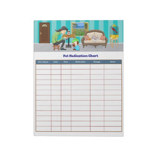ComfyPaws Pet Medication Chart Notepad