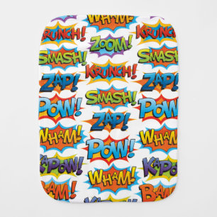 Comic Action Word Baby Burp Cloth
