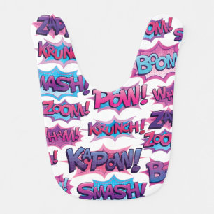 Comic Action Word Bib
