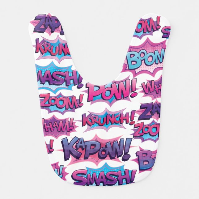 Comic Action Word Bib (Front)