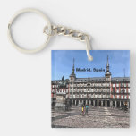 Comic Art of a plaza in Madrid, Spain  Keychain
