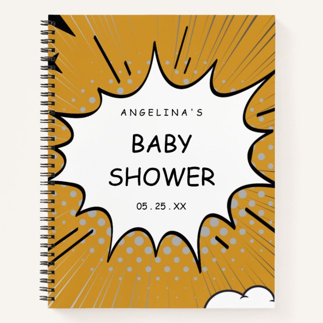 Comic Baby Shower Gift List Notebook (Front)