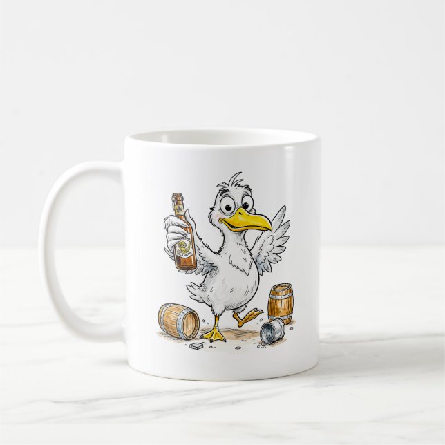 Comic Bird Barrel Dance Coffee Mug (Left)