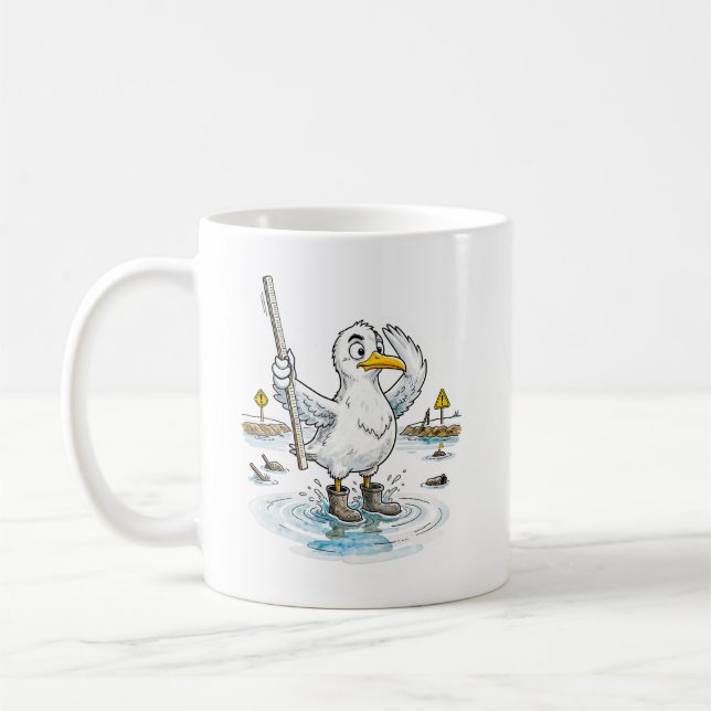 Comic Bird Flood Gauge Duty Coffee Mug (Left)