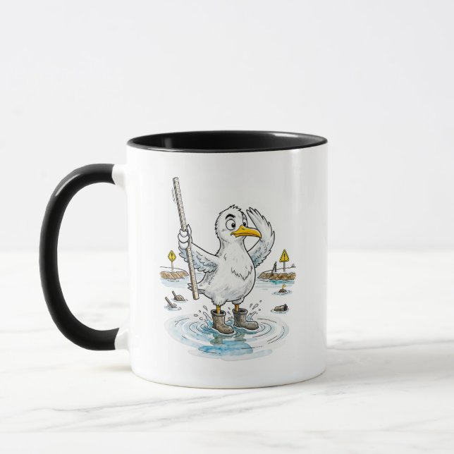 Comic Bird Flood Gauge Duty Mug (Left)