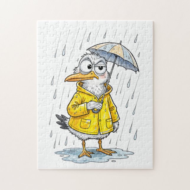 Comic Bird Rainy Day Duty Jigsaw Puzzle (Vertical)