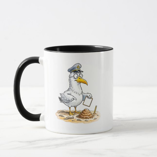 Comic Bird Worm Inspector Mug (Left)