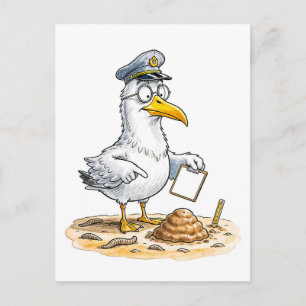 Comic Bird Worm Inspector Postcard