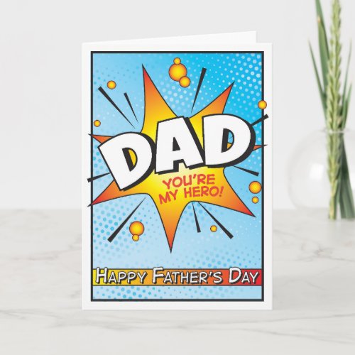 Comic Blast Superhero Fathers Day Card _Customize