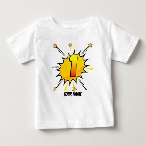 Comic Book 1st Birthday Baby T_Shirt