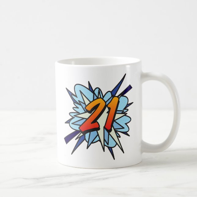Comic Book 21 Blue Coffee Mug (Right)