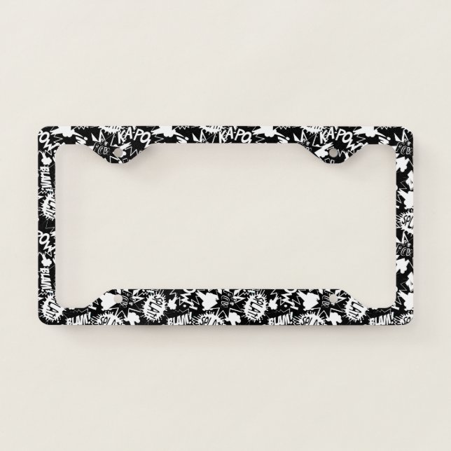 Comic book actions license plate frame (Front)