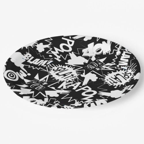 Comic book actions paper plates
