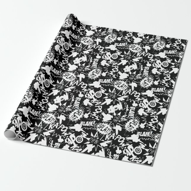 Comic book actions wrapping paper (Unrolled)