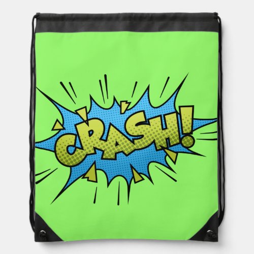 Comic Book Art Crash Bubble Green Drawstring Bag