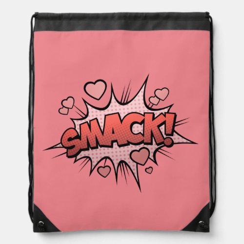 Comic Book Art Kiss Smack Bubble Pink  Drawstring Bag